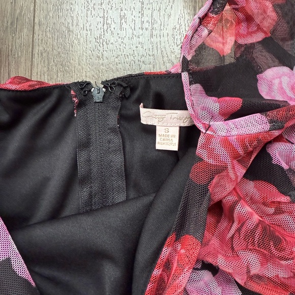 Pink and Red Floral Long Sleeve Mini Dress - Picture 8 of 13